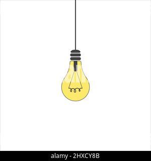 Lampada gialla a sospensione su sfondo bianco Illustrazione Vettoriale