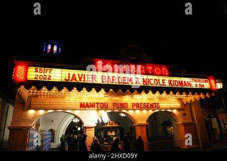 Santa Barbara, Stati Uniti. 10th Mar 2022. Atmosfera fuori dalla cerimonia del Maltin Modern Master Award in onore di Javier Bardem e Nicole Kidman durante il Festival Internazionale del Film di Santa Barbara 2022 al Teatro Arlington il 10 marzo 2022 a Santa Barbara, California. Foto: Crash/imageSPACE Credit: Imagespace/Alamy Live News Foto Stock