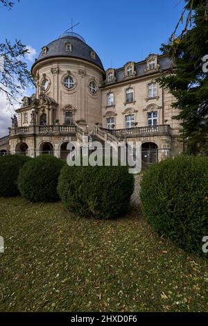 Castello di Craheim e Parco del Castello nei pressi di Wetzhausen, mercato di Stadtlauringen, contea di Schweinfurt, bassa Franconia, Baviera, Germania Foto Stock