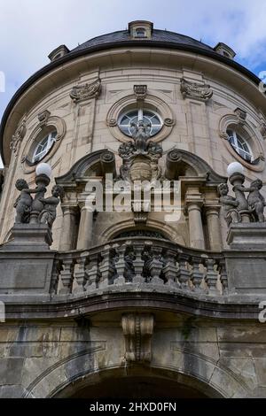 Castello di Craheim e Parco del Castello nei pressi di Wetzhausen, mercato di Stadtlauringen, contea di Schweinfurt, bassa Franconia, Baviera, Germania Foto Stock