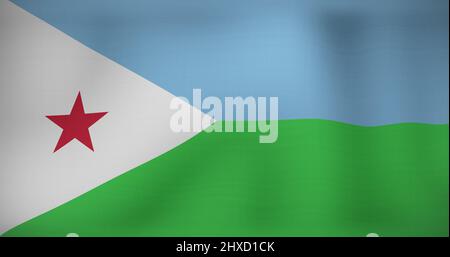 Immagine della bandiera mobile di gibuti che sventola Foto Stock