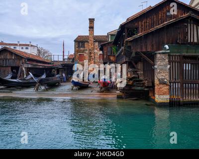 Cantiere di gondola a Rio de San Trovaso, Venezia Foto Stock