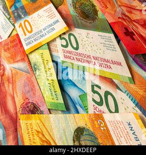 Franchi svizzeri - banconote Foto Stock