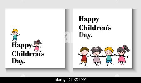 Modello modificabile per il saluto del giorno dei bambini felici. Illustrazione Vettoriale