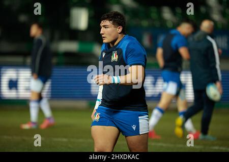 Treviso, Italia. 11th Mar 2022. Luca Rizzoli (Italia) nel corso del 2022 sei Nazioni Under 20 - Italia vs Scozia, Rugby Six Nations Match a Treviso, Italia, Marzo 11 2022 Credit: Independent Photo Agency/Alamy Live News Foto Stock