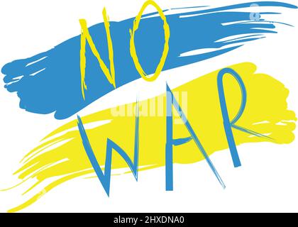 Parole NESSUNA GUERRA nel colore della bandiera Ucraina Illustrazione Vettoriale