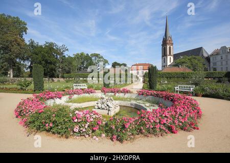 Giardino del Principe Giorgio e Chiesa di Santa Elisabetta a Darmstadt, Assia, Germania Foto Stock