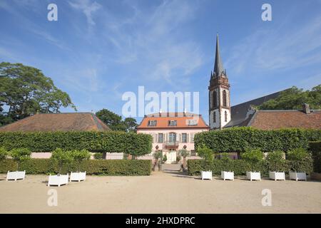 Giardino del Principe Giorgio con Palazzo del Principe Giorgio e Santa Elisabetta Darmstadt, Assia, Germania Foto Stock