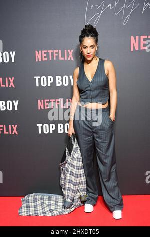 LONDRA, INGHILTERRA - MARZO 11: Dominique Tipper partecipa al 'Top Boy 2' World Premiere a Hackney Picturehouse il 11 Marzo 2022 a Londra, Inghilterra. Credit: Picture Capital/Alamy Live News Foto Stock