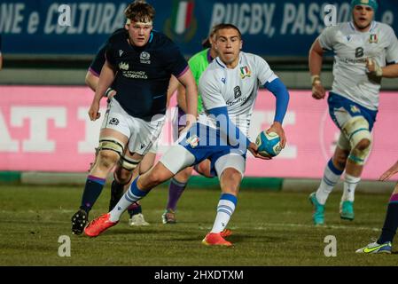 Stadio Monigo, Treviso, 11 marzo 2022, Francois Carlo Mey (Italia) nel corso del 2022 sei Nazioni Under 20 - Italia vs Scozia - Rugby sei Nazioni match Foto Stock