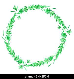 Corona di rosmarino. Acquerello vintage illustrazione. Isolato su sfondo bianco. Per il tuo design. Adatto per libri di cucina, ricette, grembiuli. Foto Stock