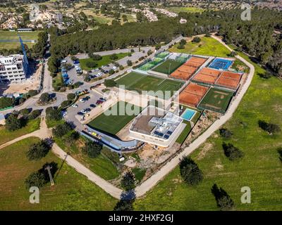 Mallorca Country Club, campi da tennis, Santa Ponsa, Calviá, Mallorca, Isole Baleari, Spagna. Foto Stock