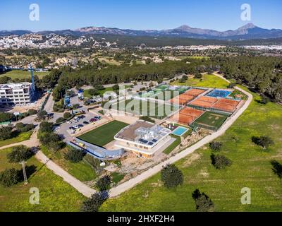 Mallorca Country Club, campi da tennis, Santa Ponsa, Calviá, Mallorca, Isole Baleari, Spagna. Foto Stock