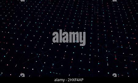 Spostamento dei dati all'interno dei circuiti del computer, elaborazione del computer e organizzazione dei dati tramite CPU o GPU. Animazione. Astratto high tech tecnologico Foto Stock