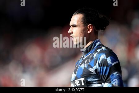 Il portiere della contea di Derby Kelle Roos si riscalda prima della partita del campionato Sky Bet al Vitality Stadium di Bournemouth. Data foto: Sabato 12 marzo 2022. Foto Stock