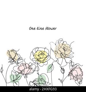 Modello di scheda con una linea che traccia rose e forme astarcte. Illustrazione Vettoriale