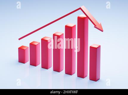 Business e il concetto di fallimento. Grafico in bancarotta con recessione. rendering 3d Foto Stock