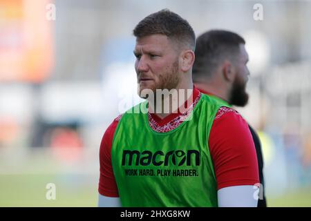 Newcastle, Regno Unito. 12th Mar 2022. NEWCASTLE UPON TYNE, REGNO UNITO. MAR 12th Charlie Maddison di Newcastle Falcons è raffigurato prima della partita Gallagher Premiership tra Newcastle Falcons e Saracens a Kingston Park, Newcastle sabato 12th marzo 2022. (Credit: Chris Lishman | MI News) Credit: MI News & Sport /Alamy Live News Foto Stock