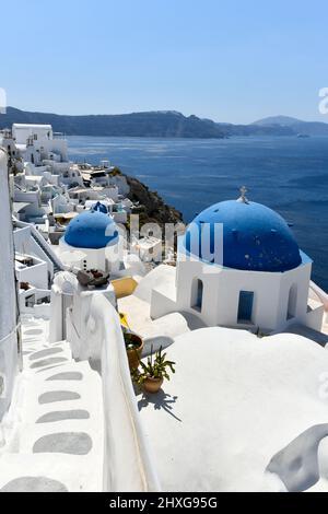 La Santa Spyridon Santa Chiesa Ortodossa sull'isola greca di Santorini. Foto Stock