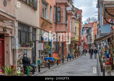 Famoso quartiere Balat nel quartiere Fatih di Istanbul, Turchia Foto Stock