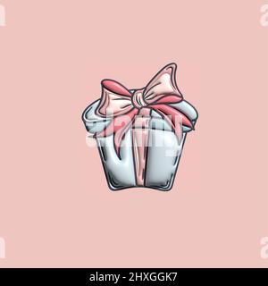 3D icona della confezione regalo. 3d oggetto di rendering vettoriale cartoon Illustrazione Vettoriale