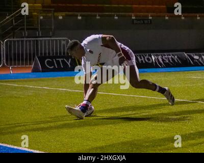 Barnet, Londra, Regno Unito. 12th Mar 2022. Will Joseph (23 - Inghilterra U20) segna nella partita tra Inghilterra U20 e Irlanda U20 nel campionato Under-20 Six Nations allo StoneX Stadium, Barnet, Londra il 12th marzo 2021 Claire Jeffrey/SPP Credit: SPP Sport Press Photo. /Alamy Live News Foto Stock