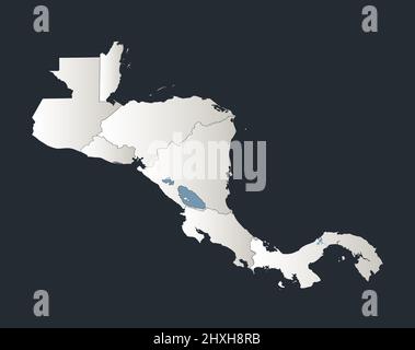 Mappa America centrale, infografica design piatto colori bianco neve, vuoto Foto Stock