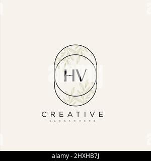 HV Initial Letter Flower Logo Template vettore premium Illustrazione Vettoriale