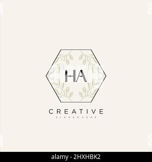 HA Initial Letter Flower Logo Template vettore premium Illustrazione Vettoriale