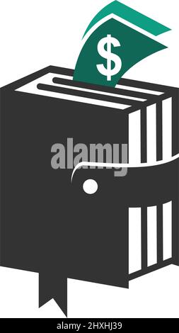 Libro portafoglio denaro icona logo Illustrazione Brand Identity Illustrazione Vettoriale