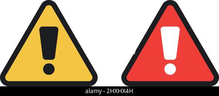 Set di simboli di avvertenza gialli e rossi. Vettore modificabile. Illustrazione Vettoriale