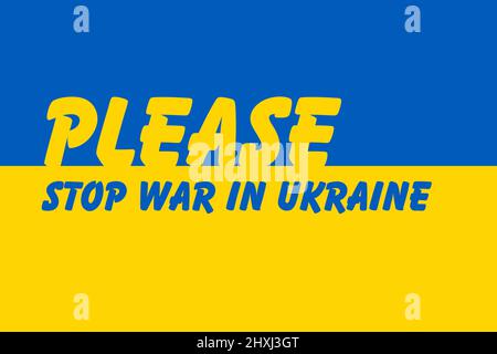 Fermare la guerra in Ucraina, vettore che attingono alla bandiera Ucraina. Vettore bandiera ucraina in dimensioni e colori originali con stop alla guerra in caratteri ucraini Illustrazione Vettoriale
