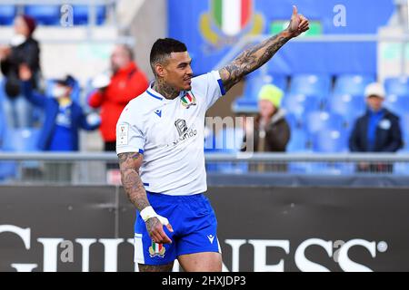 Roma, Italia. 12th Mar 2022. Montanna Ioane d'Italia durante il 6 Nations International rugby match Italia versus Scozia; 12nd marzo 2022; Stadio Olimpico, Roma, Italia Photographer01 Credit: Independent Photo Agency/Alamy Live News Foto Stock