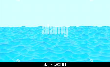 Animazione della superficie dell'acqua rotante. Design. Bella acqua blu con ondulazioni sulla superficie. Sfondo animato con acqua blu che ruota sulla superficie Foto Stock