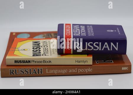 Phrase book e dizionari dall'inglese al russo. Foto Stock