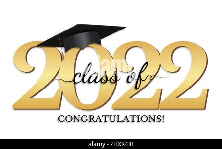 Classe di laurea con 2022 saluti di sottofondo. Illustrazione vettoriale Illustrazione Vettoriale