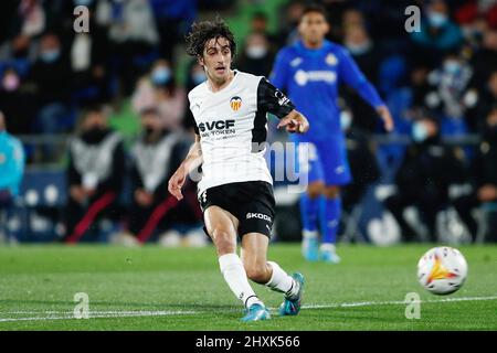 Bryan Gil di Valencia durante il campionato spagnolo la Liga partita di calcio tra Getafe CF e Valencia CF il 12 marzo 2022 al Coliseum Alfonso Perez stadio a Getafe, Madrid, Spagna - Foto: Oscar Barroso/DPPI/LiveMedia Foto Stock