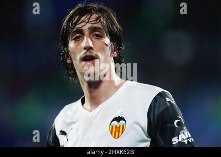 Bryan Gil di Valencia durante il campionato spagnolo la Liga partita di calcio tra Getafe CF e Valencia CF il 12 marzo 2022 al Coliseum Alfonso Perez stadio a Getafe, Madrid, Spagna - Foto: Oscar Barroso/DPPI/LiveMedia Foto Stock