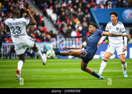 Parigi, Francia. 13th Mar 2022. Presnel KIMPEMBE del PSG durante il campionato di Fench Ligue 1 partita di calcio tra Paris Saint-Germain e Girondins de Bordeaux il 13 marzo 2022 allo stadio Parc des Princes di Parigi, Francia - Foto Matthieu Mirville/DPPI Credit: DPPI Media/Alamy Live News Foto Stock