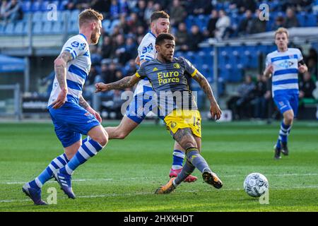 Zwolle, Paesi Bassi. 13th Mar 2022. Zwolle - Reiss Nelson di Feyenoord durante la partita tra PEC Zwolle e Feyenoord al MAC3PARK Stadion il 13 marzo 2022 a Zwolle, Paesi Bassi. Credit: Box to box pictures/Alamy Live News Foto Stock