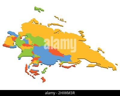 Mappa politica isometrica dell'Asia Illustrazione Vettoriale