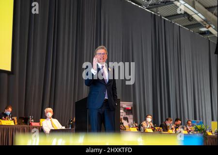 Neumünster, Germania 13. März 2022, Landesparteitag der FDP Schleswig-Holstein, die Delegierten beschließen das Programm für die kommende Landtag Foto Stock