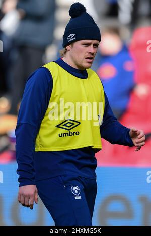 Bristol, Regno Unito. 13th Mar 2022. DaN Thomas di Bristol sopporta durante il riscaldamento pre-partita a Bristol, Regno Unito il 3/13/2022. (Foto di Mike Jones/News Images/Sipa USA) Credit: Sipa USA/Alamy Live News Foto Stock