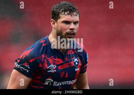 Bristol, Regno Unito. 13th Mar 2022. Henry Purdy di Rugby Bristol Bears, durante il gioco a Bristol, Regno Unito il 3/13/2022. (Foto di Mike Jones/News Images/Sipa USA) Credit: Sipa USA/Alamy Live News Foto Stock