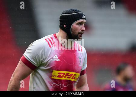 Bristol, Regno Unito. 13th Mar 2022. Matt Symons di Harlequins Rugby, durante il gioco a Bristol, Regno Unito il 3/13/2022. (Foto di Mike Jones/News Images/Sipa USA) Credit: Sipa USA/Alamy Live News Foto Stock