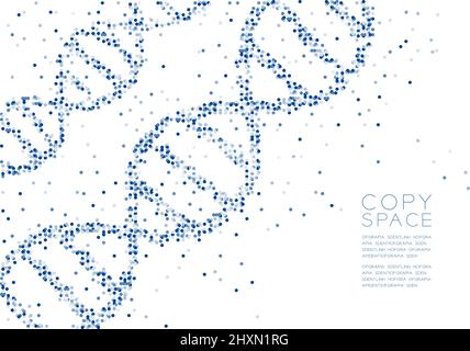 Astratto geometrico cerchio molecola di particelle modello DNA forma, tecnologia VR concetto di scienza disegno blu illustrazione di colore isolato sul retro bianco Illustrazione Vettoriale