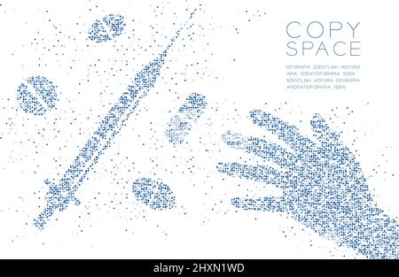 Abstract Geometric Circle dot Molecule Particle pattern siringa e Drug Shape, tecnologia VR Internet Addiction Concept blue color illustration isola Illustrazione Vettoriale