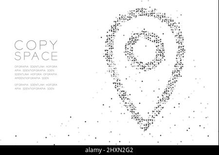 Astratto geometrico cerchio molecola di punto particella GPS navigatore forma icona, tecnologia VR viaggio sistema concetto design nero illustrazione di colore Illustrazione Vettoriale