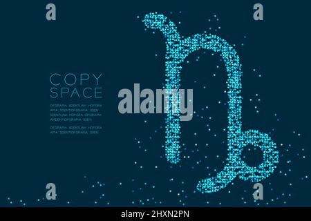 Astratto Star pattern Capricorn Zodiac segno forma, stella costellazione concetto design blu illustrazione colore isolato su sfondo blu scuro con poliziotto Illustrazione Vettoriale