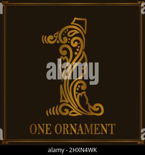 Stile vintage One Number ornamento Illustrazione Vettoriale